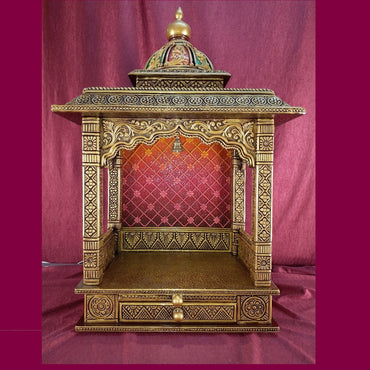 Antique Wooden Mandir - Handmade Pooja Ghar Indian Style