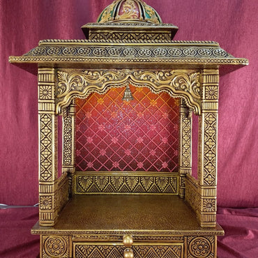 Antique Wooden Mandir - Handmade Pooja Ghar Indian Style