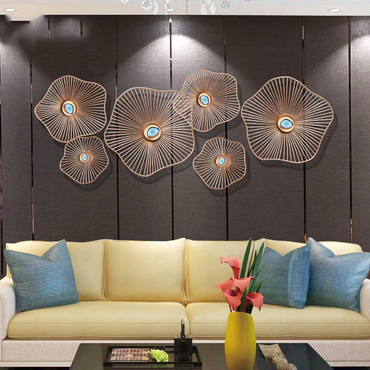 3D Stereo Metal Lotus Leaf Pattern Wall Hanging Decoration