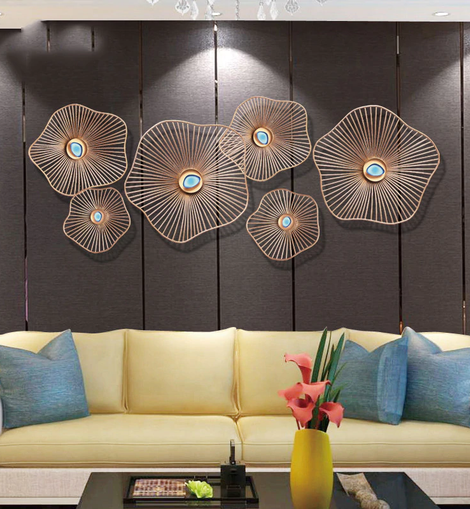 3D Stereo Metal Lotus Leaf Pattern Wall Hanging Decoration