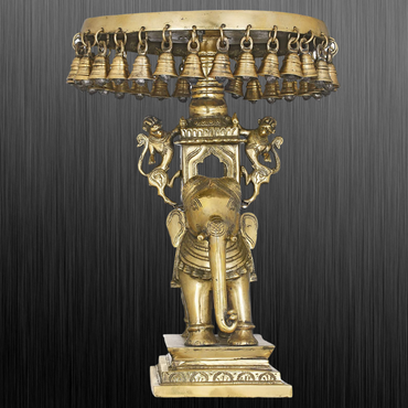 The Royal Elephant Palki Chowki with Bells - Brass Statue / Indian Exotic Style Royal Elephant Palki Chowki With Bells