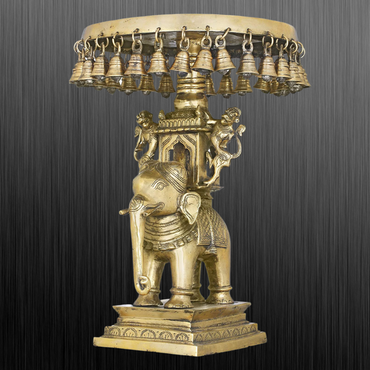 The Royal Elephant Palki Chowki with Bells - Brass Statue / Indian Exotic Style Royal Elephant Palki Chowki With Bells